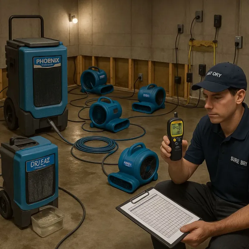 Structural Drying and Dehumidification process in Fernway, PA